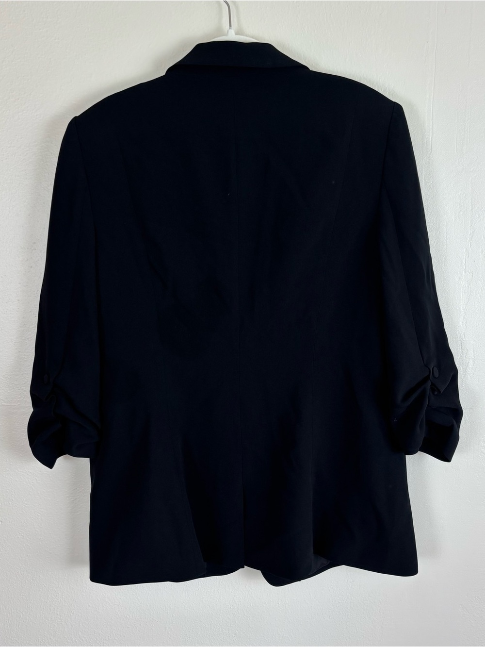 Cinq A Sept Khloe Blazer Women’s Size 14 In Black Ruched Sleeve Single Button - Picture 3 of 7